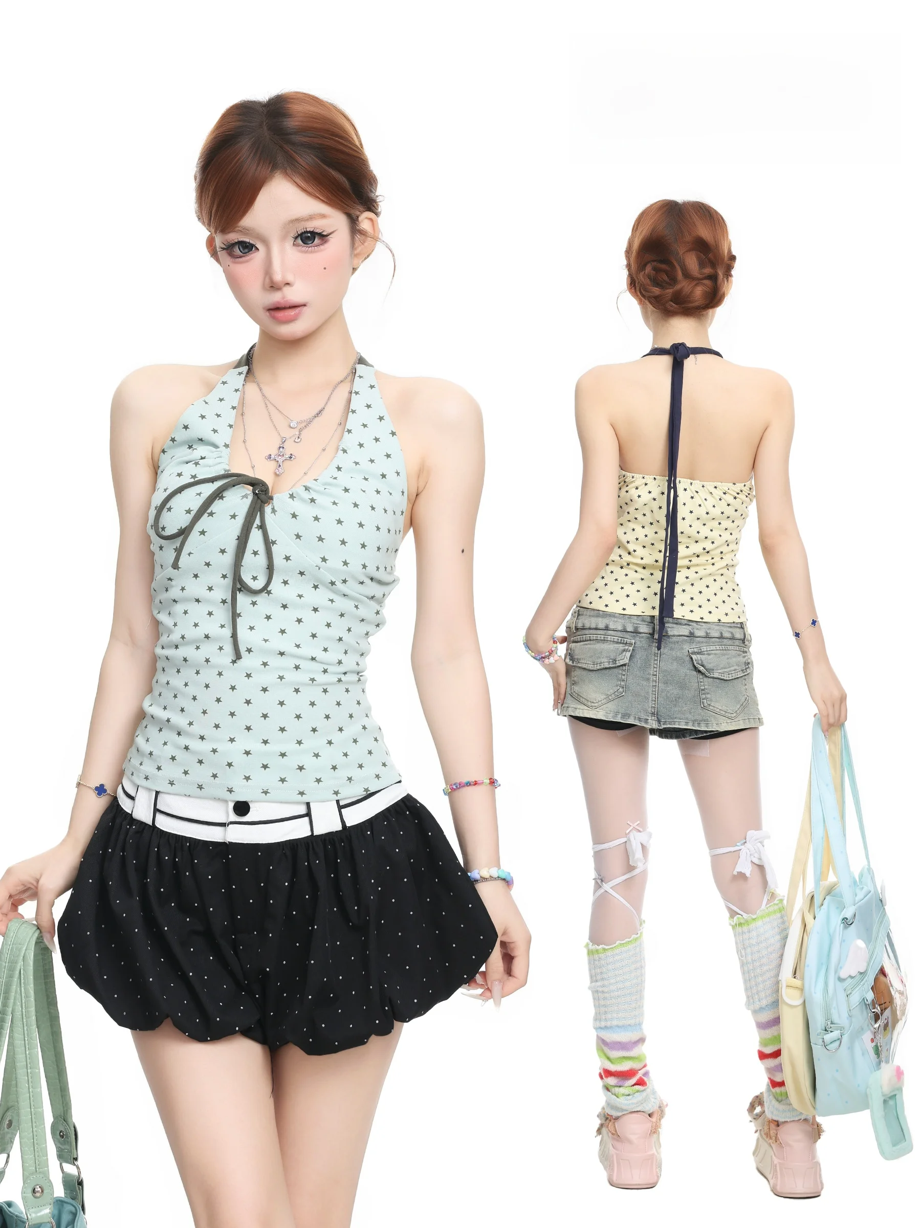BASTERDS American Style Star Print Neck Hanging Strap Vest Women Summer Spicy Slim Fit Sleeveless Short Top Cotton Blend
BASTERDS American Style Star Print Neck Hanging Strap Vest Women Summer Spicy Slim Fit Sleeveless Short Top Cotton Blend