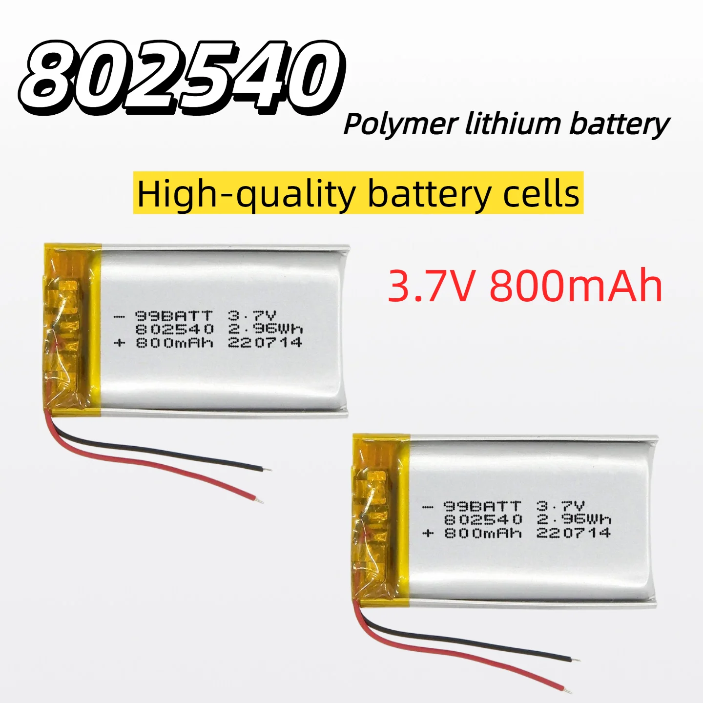 802540 3.7V 800mAh Rechargeable Li-Po Polymer Battery For Massage Instrument Headlight Camera Game Machine Smart Home Device
802540 3.7V 800mAh Rechargeable Li-Po Polymer Battery For Massage Instrument Headlight Camera Game Machine Smart Home Device