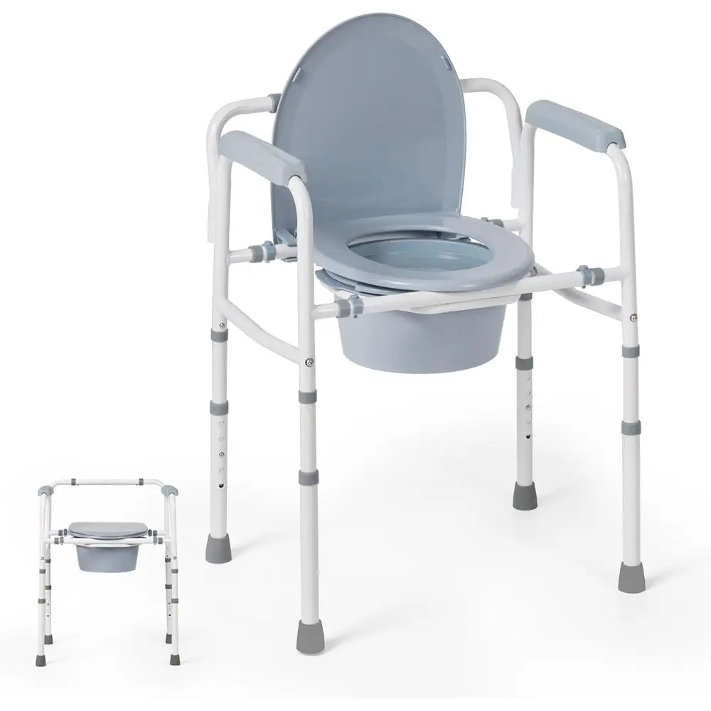 Portable Wide-Seat Steel Commode Chair with 5 Height Settings and 300 lbs Capacity
Portable Wide-Seat Steel Commode Chair with 5 Height Settings and 300 lbs Capacity