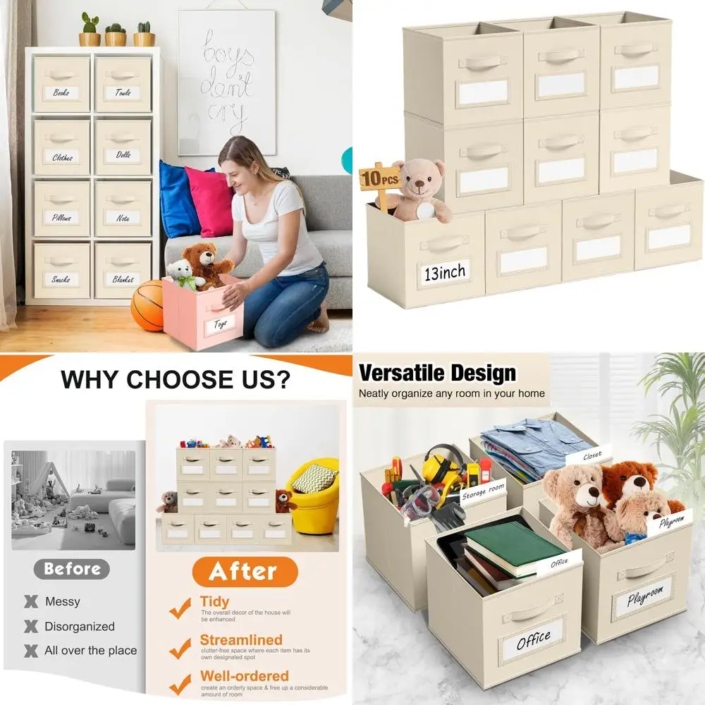 13-дюймовые складные тканевые кубики для хранения с оконными этикетками для детской, одежды, книг и игрушек (бежевый)
13-дюймовые складные тканевые кубики для хранения с оконными этикетками для детской, одежды, книг и игрушек (бежевый)