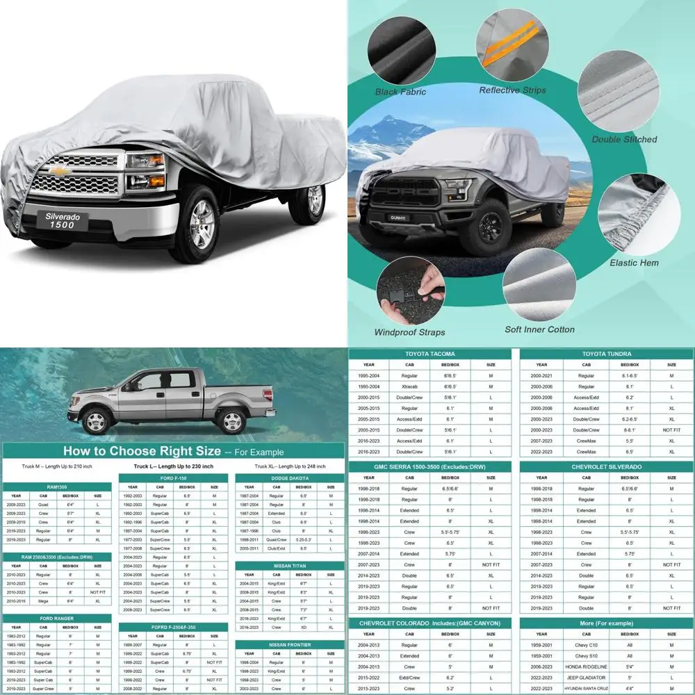 Waterproof Heavy-Duty Universal Truck Cover for All Weather Protection, Suitable for Various Models Including F150, Silverado, S
Waterproof Heavy-Duty Universal Truck Cover for All Weather Protection, Suitable for Various Models Including F150, Silverado, S