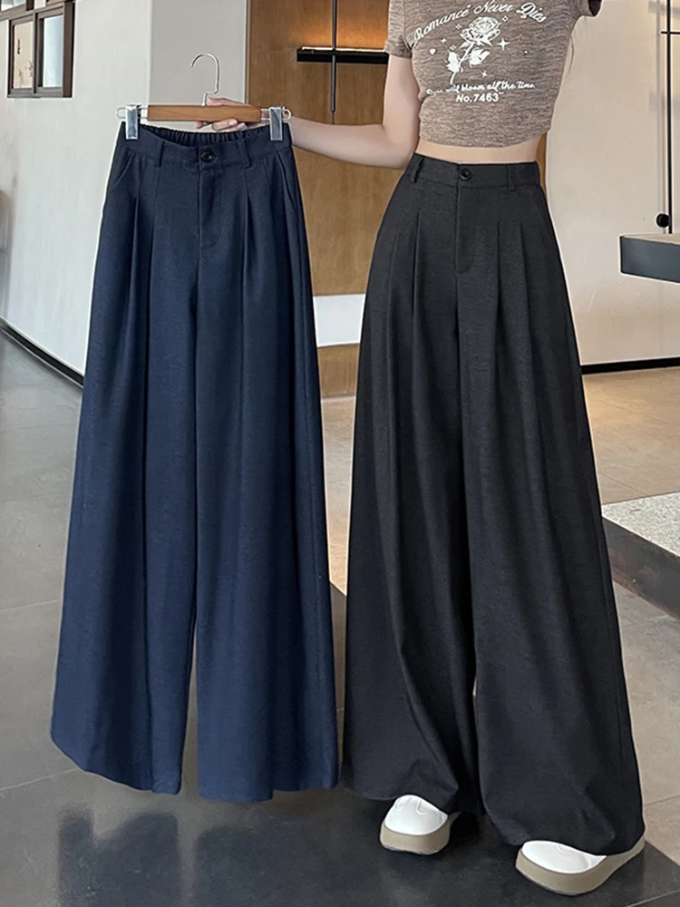 Faionable Deep Blue Wide Leg Casual Pants Women's Spring 2026 High Waist Slimming Drapey Straight Leg Trousers
Faionable Deep Blue Wide Leg Casual Pants Women's Spring 2026 High Waist Slimming Drapey Straight Leg Trousers