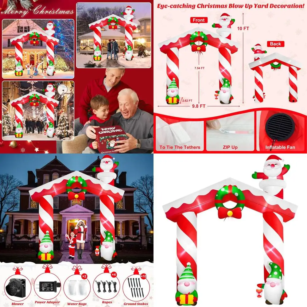 10-футовая уличная рождественская надувная арка с гномами, Санта-Клаусом и светодиодными фонарями для праздничного декора на лужайке
10-футовая уличная рождественская надувная арка с гномами, Санта-Клаусом и светодиодными фонарями для праздничного декора на лужайке