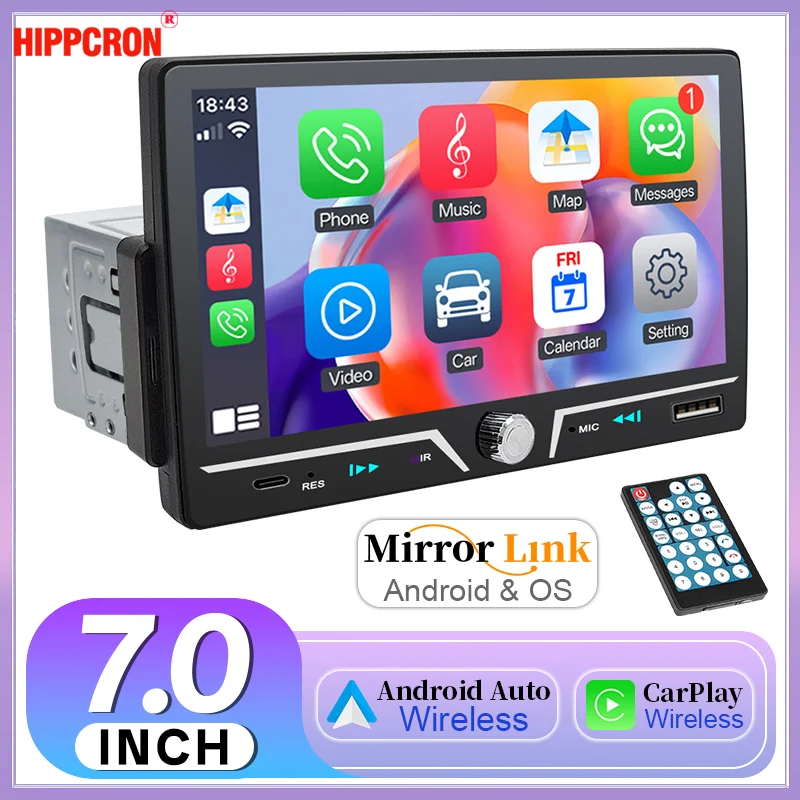 Hippcron 7 "автомобильный радиоприемник 1din Беспроводной Carplay Android Auto Mirror Link MP5 Стерео IPS Сенсорный экран Bluetooth Type-C Зарядка
Hippcron 7 "автомобильный радиоприемник 1din Беспроводной Carplay Android Auto Mirror Link MP5 Стерео IPS Сенсорный экран Bluetooth Type-C Зарядка
