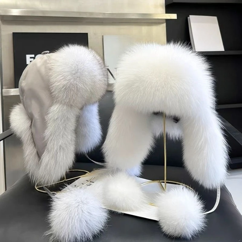 Women's Winter Faux Fox Fur Trapper Hat, Warm Plush Soft Fluffy Ushanka with Ear Flaps for Outdoor Cold Weather
Women's Winter Faux Fox Fur Trapper Hat, Warm Plush Soft Fluffy Ushanka with Ear Flaps for Outdoor Cold Weather