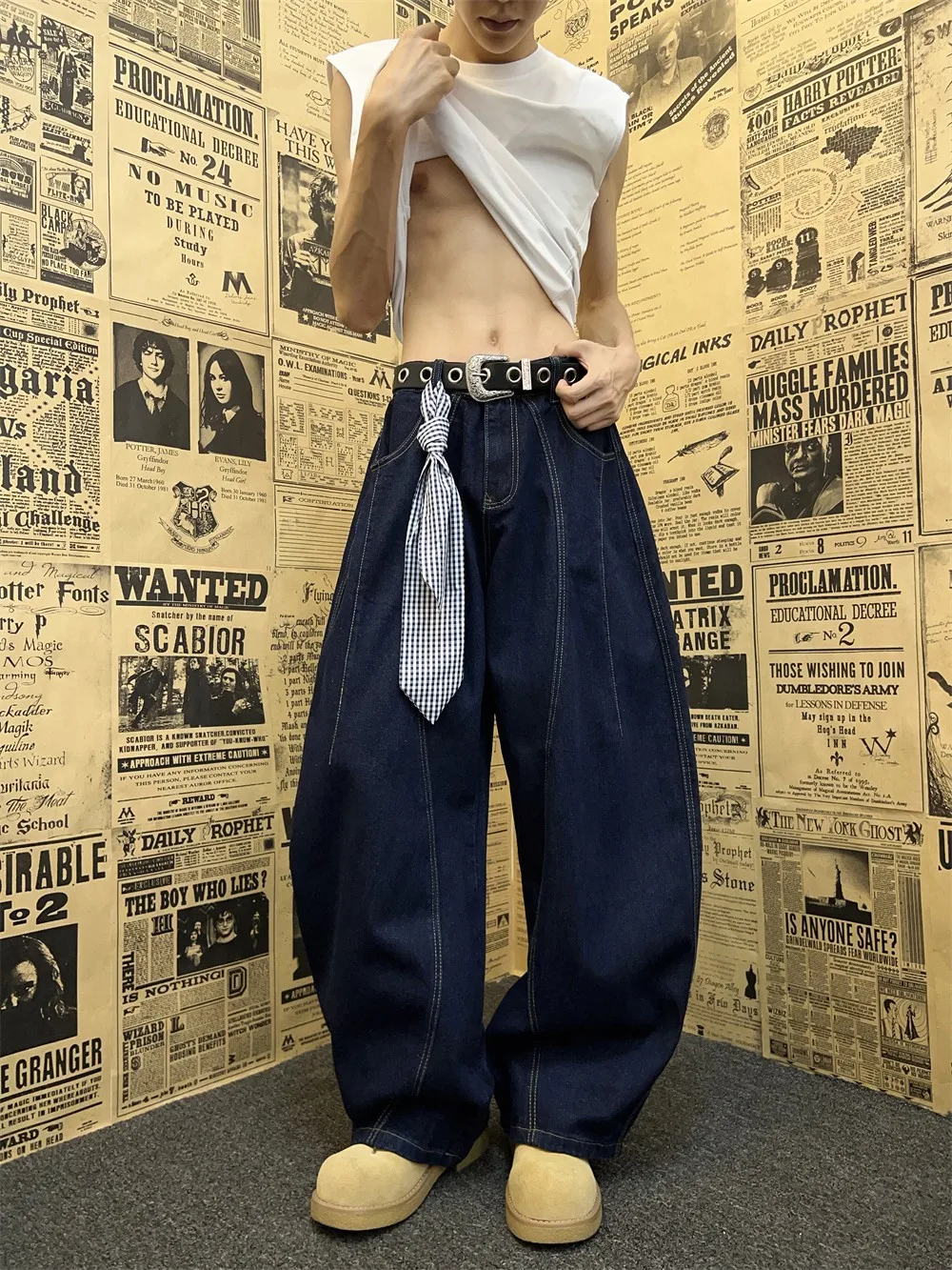 American Decomposition Splicing Wide Leg Jeans Men Women Summer Cleanfit Design Loose Match All Casual Pants Straight Cut
American Decomposition Splicing Wide Leg Jeans Men Women Summer Cleanfit Design Loose Match All Casual Pants Straight Cut