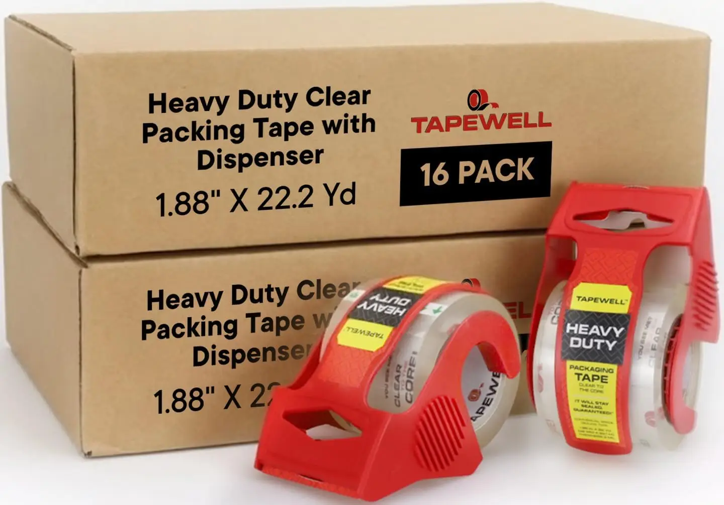 Heavy Duty Packing Tape with Dispenser 1.5" Core, Clear Shipping Tape for Boxes, Packaging, Mailing & Moving Supplies -
Heavy Duty Packing Tape with Dispenser 1.5" Core, Clear Shipping Tape for Boxes, Packaging, Mailing & Moving Supplies -