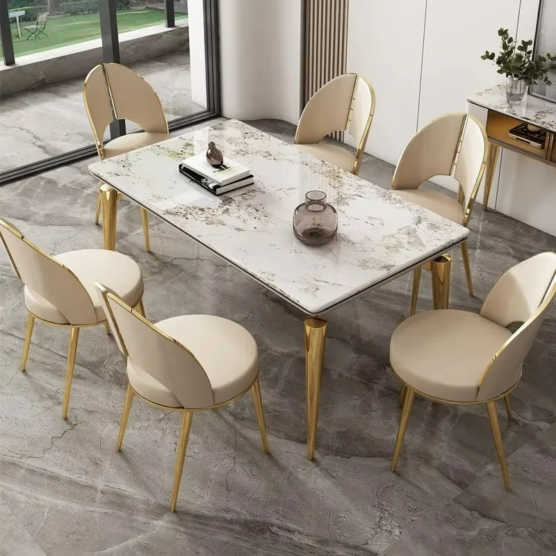 Modern Luxury Gold Stainless Steel Dining Table Marble Roof Dining Room Furniture Dining Table Set
Modern Luxury Gold Stainless Steel Dining Table Marble Roof Dining Room Furniture Dining Table Set