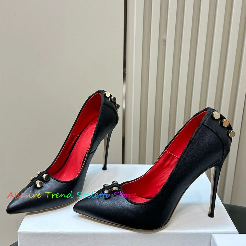 Pointed Metal Buckle Women's High Heels Sexy Black Leather Stiletto Heel Slip On Solid Color Ladies Party Dress Trendy Pumps
Pointed Metal Buckle Women's High Heels Sexy Black Leather Stiletto Heel Slip On Solid Color Ladies Party Dress Trendy Pumps