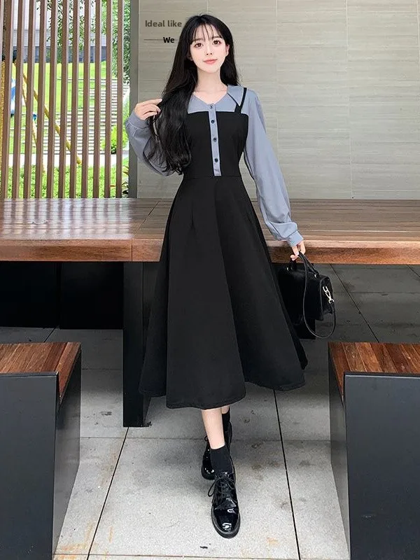 Fashionable High Waist Fake Two-Piece Dress Autumn Winter plus Size Slimming Color Block Maternity Dress Elegant Long Sleeve
Fashionable High Waist Fake Two-Piece Dress Autumn Winter plus Size Slimming Color Block Maternity Dress Elegant Long Sleeve