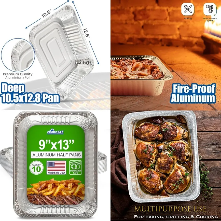Aluminum Pans Disposable Half Size 10 Pack MADE IN USA 9x13 Heavy Duty Foil Pans, Durable Recyclable Baking Pans, Eco-Friendly,
Aluminum Pans Disposable Half Size 10 Pack MADE IN USA 9x13 Heavy Duty Foil Pans, Durable Recyclable Baking Pans, Eco-Friendly,