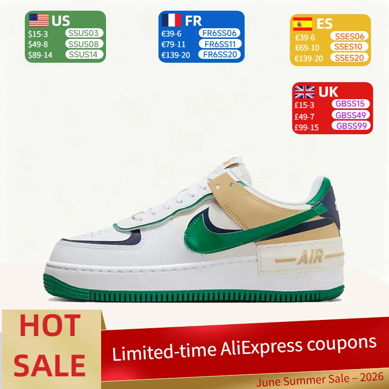 Nike Air Force 1 Shadow Trendy, Stylish, Comfortable Low-Top Outdoor Sports Durable Sneakers Women's White & Green DZ1847-102
Nike Air Force 1 Shadow Trendy, Stylish, Comfortable Low-Top Outdoor Sports Durable Sneakers Women's White & Green DZ1847-102