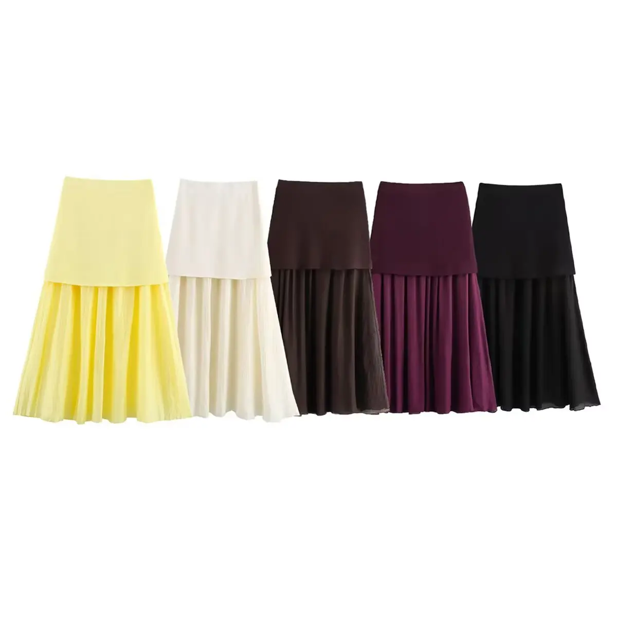 European and American style 2025 summer new style splicing fashionable all-match pleated skirt
European and American style 2025 summer new style splicing fashionable all-match pleated skirt