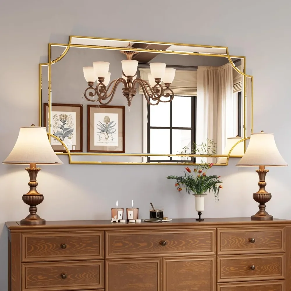 28"x50" Large Gold Mirror for Wall, Modern Elegant Decorative Rectangular Vanity Beveled Mirror for Bathroom
28"x50" Large Gold Mirror for Wall, Modern Elegant Decorative Rectangular Vanity Beveled Mirror for Bathroom