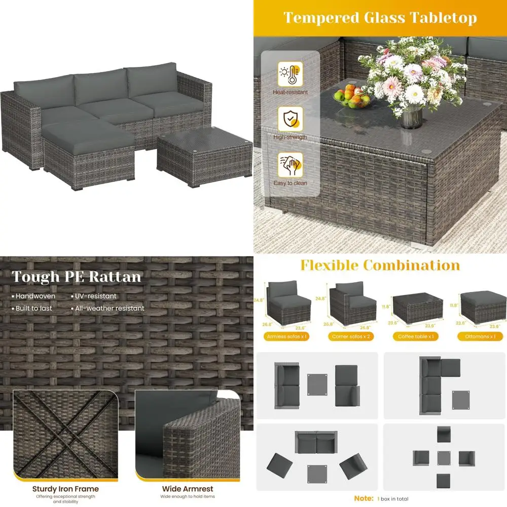Outdoor Patio Sectional Furniture Set, Weatherproof Rattan Couch, Waterproof Sofa for Balcony Conversation
Outdoor Patio Sectional Furniture Set, Weatherproof Rattan Couch, Waterproof Sofa for Balcony Conversation