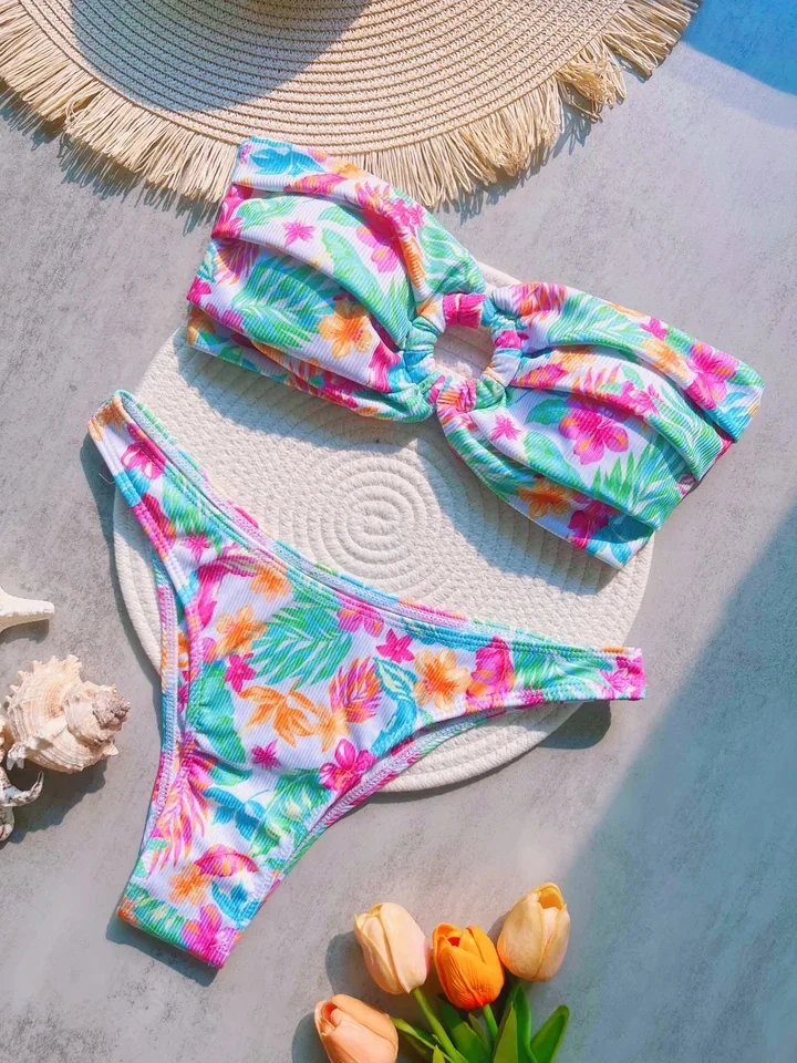Bikini Set Sexy Flower Print 2 Piece Swimsuit for Women Strapless Backless Hollow Out Beach Vacation Bathing Suit 2025 New
Bikini Set Sexy Flower Print 2 Piece Swimsuit for Women Strapless Backless Hollow Out Beach Vacation Bathing Suit 2025 New