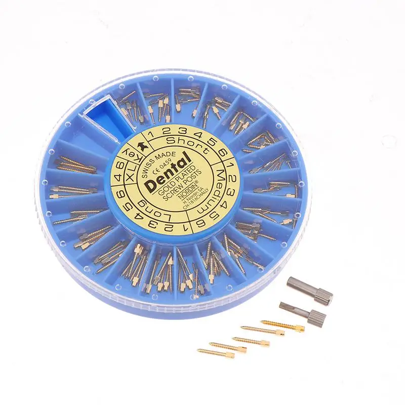120Pcs/Box Dental Endodontic Conical Screw Post Endo Root Canal Pins Pure Titanium Gold Plated Stainless Steel Material
120Pcs/Box Dental Endodontic Conical Screw Post Endo Root Canal Pins Pure Titanium Gold Plated Stainless Steel Material