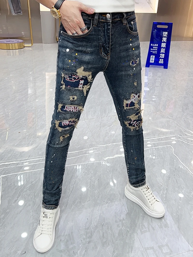 Faionable Slim Fit Men's Jeans Autumn 2025 Trendy Brand Casual Wear mid Waist Long Pants Distred Patch Work Youth Sle
Faionable Slim Fit Men's Jeans Autumn 2025 Trendy Brand Casual Wear mid Waist Long Pants Distred Patch Work Youth Sle