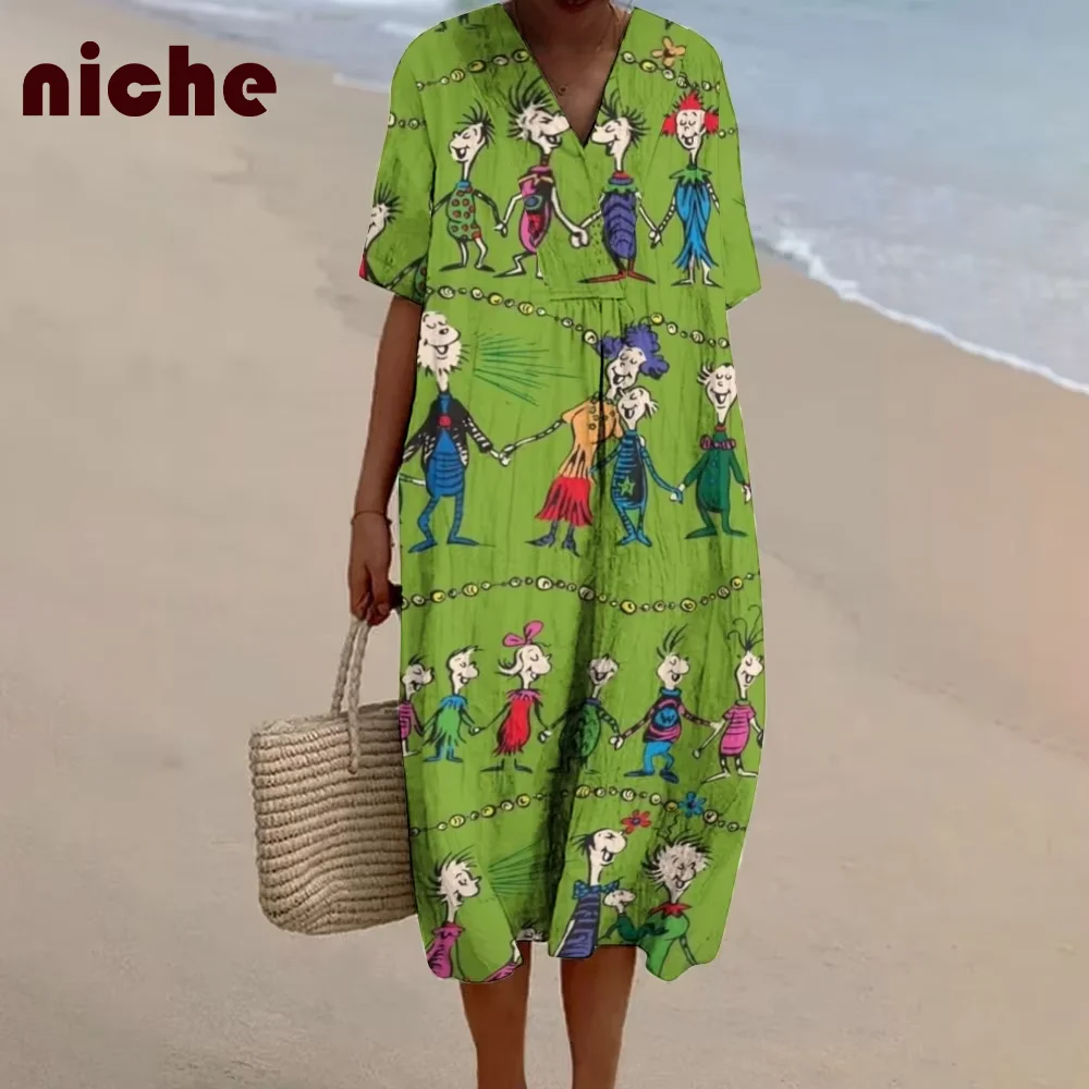 Cute Cartoon Character Graphic Print Women's Dress High Quality Soft And Comfortable Bamboo Hemp Fabric New Beach Skirt
Cute Cartoon Character Graphic Print Women's Dress High Quality Soft And Comfortable Bamboo Hemp Fabric New Beach Skirt