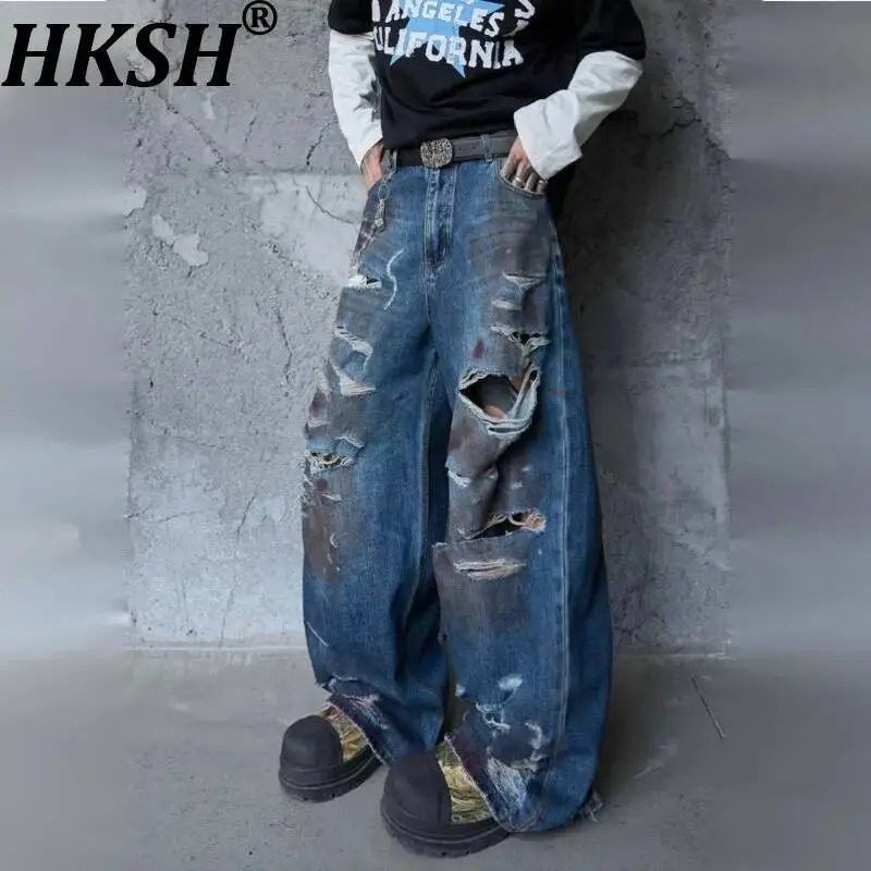 HKSH Spring New Men Tide Dark Punk American Heavy Waste Land Style Ripped Design Jeans Trendy Loose Wide-Leg Denim Pants HK19271
HKSH Spring New Men Tide Dark Punk American Heavy Waste Land Style Ripped Design Jeans Trendy Loose Wide-Leg Denim Pants HK19271