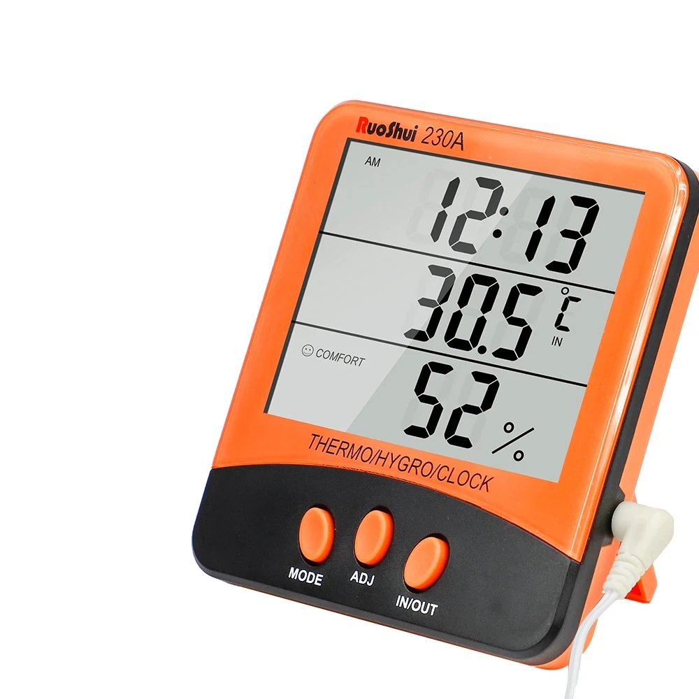 RuoShui 230A Digital Temperature Humidity Clock Meter Multifunction Indoor Room Big LCD Electronic Thermometer Hygrometer Tester
RuoShui 230A Digital Temperature Humidity Clock Meter Multifunction Indoor Room Big LCD Electronic Thermometer Hygrometer Tester