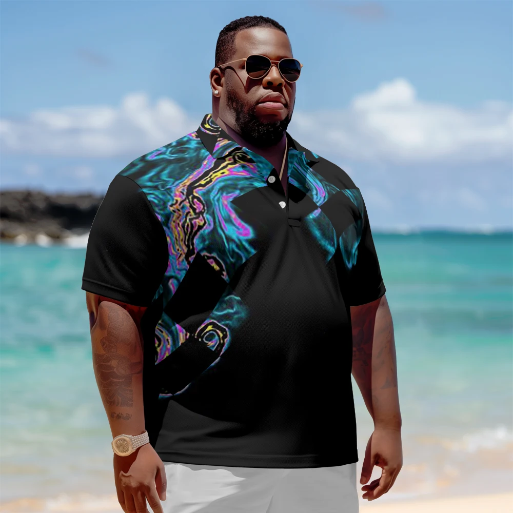 1 men's plus size polo shirt with summer lake blue mixed color print casual lapel button suitable for shopping and golf
1 men's plus size polo shirt with summer lake blue mixed color print casual lapel button suitable for shopping and golf