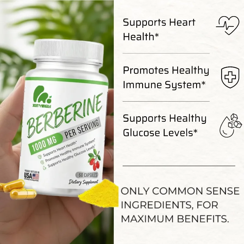 Berberine Hydrochloride 500mg, 1000mg Per Serving, 60 Capsules, Vegan Capsules
Berberine Hydrochloride 500mg, 1000mg Per Serving, 60 Capsules, Vegan Capsules