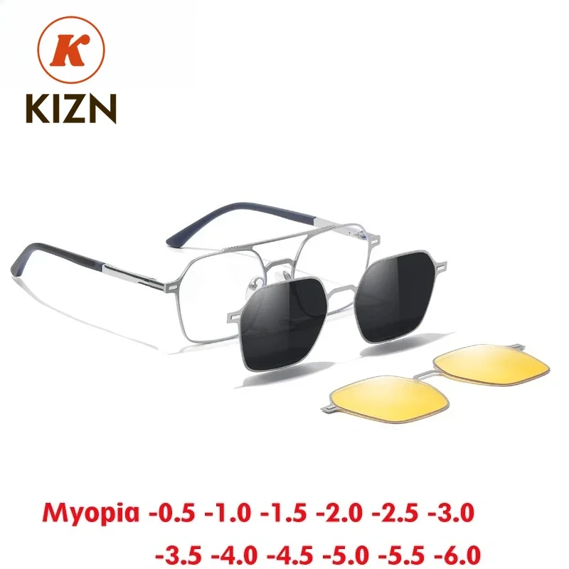 KIZN 3 in 1 Myopia Sunglasses Big Frame Aluminum Magnesium Magnetic Clip Polarized Men Women Custom Optics Glasses -0.50 to -1
KIZN 3 in 1 Myopia Sunglasses Big Frame Aluminum Magnesium Magnetic Clip Polarized Men Women Custom Optics Glasses -0.50 to -1