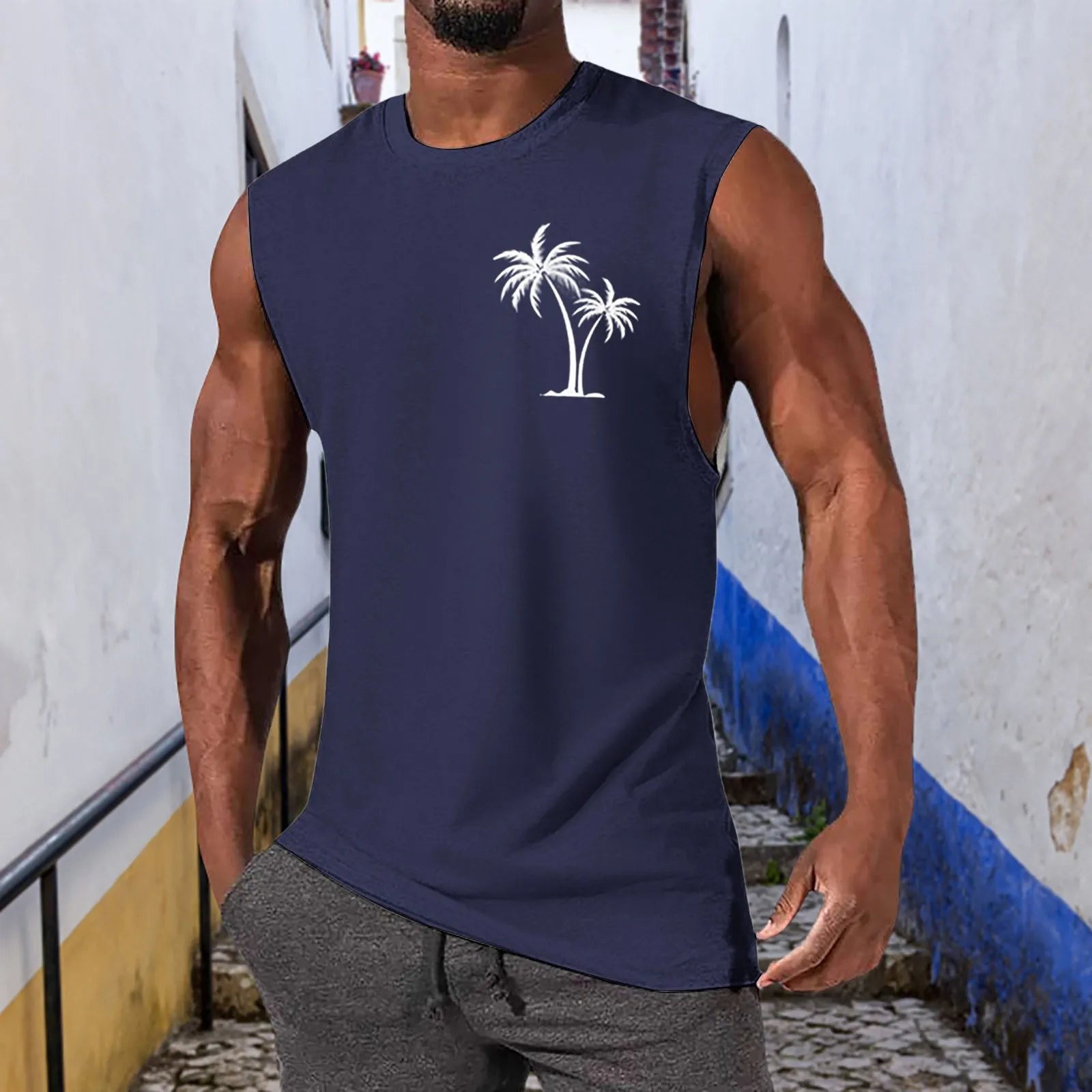 Hawaiian Beach Style Men's Sleeveless T-Shirts Gradient Coconut Tree Pattern Shirts Summer Casual O-neck Loose Breathable Tops
Hawaiian Beach Style Men's Sleeveless T-Shirts Gradient Coconut Tree Pattern Shirts Summer Casual O-neck Loose Breathable Tops