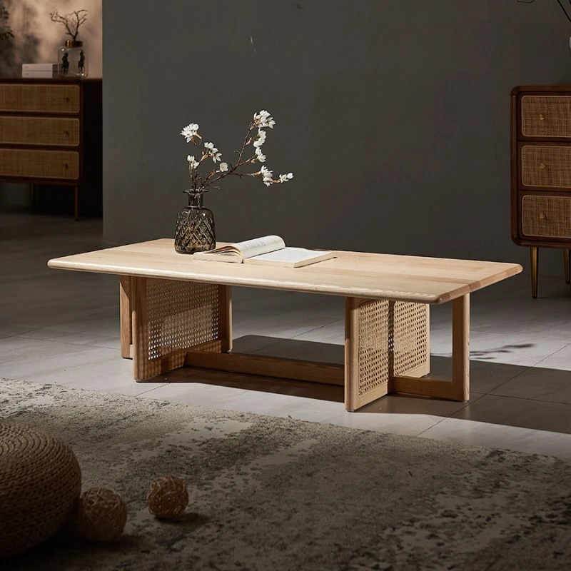 Solid wood tea table rectangular household small coffee table living room rattan ash wood furniture retro low table
Solid wood tea table rectangular household small coffee table living room rattan ash wood furniture retro low table