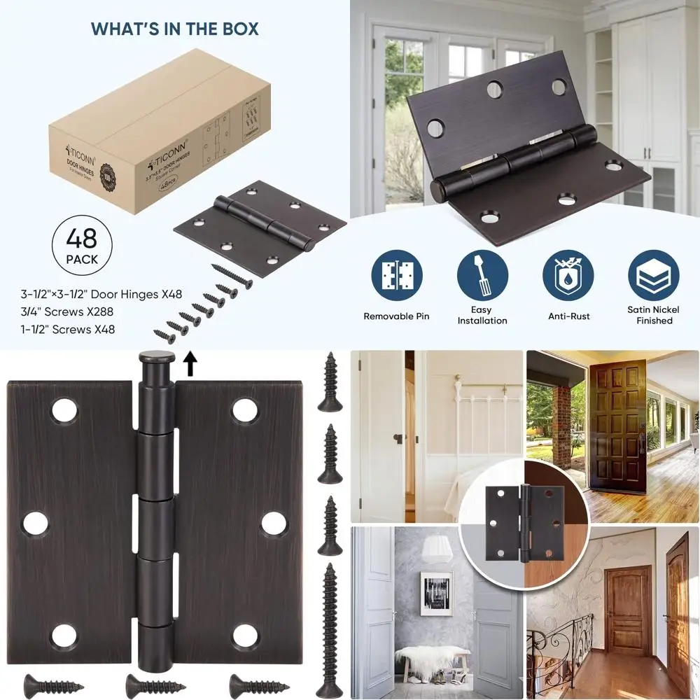 48-Pack 3.5 Square Corner Door Hinges, Oil Rubbed Bronze Finish
48-Pack 3.5 Square Corner Door Hinges, Oil Rubbed Bronze Finish
