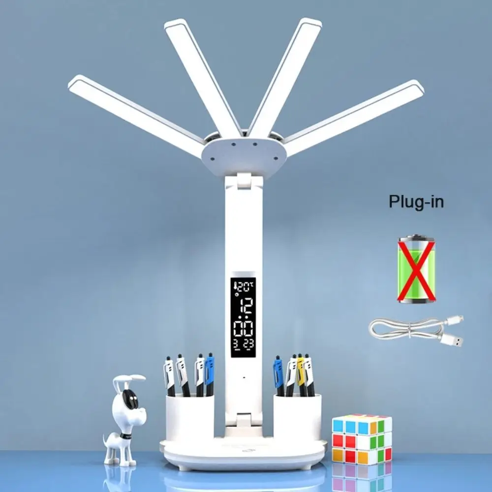 4 Heads LED Table Lamp Touch Dimming Eye Protection Penholder Desk Lamp Energy-Efficient with Fan&Time Date Led Bedside Lamp
4 Heads LED Table Lamp Touch Dimming Eye Protection Penholder Desk Lamp Energy-Efficient with Fan&Time Date Led Bedside Lamp