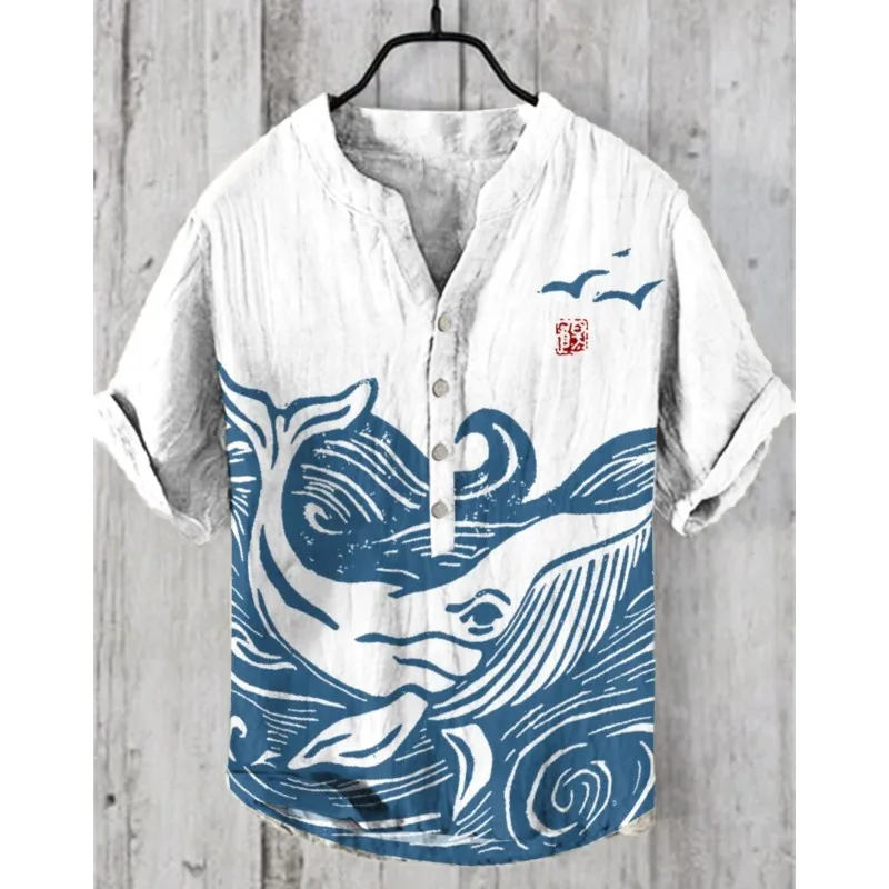 2025 Summer New Men's Fashion Linen Short Sleeve T-shirt Transnational Men's Button V-neck Art 3D Printed Top S-5XL
2025 Summer New Men's Fashion Linen Short Sleeve T-shirt Transnational Men's Button V-neck Art 3D Printed Top S-5XL