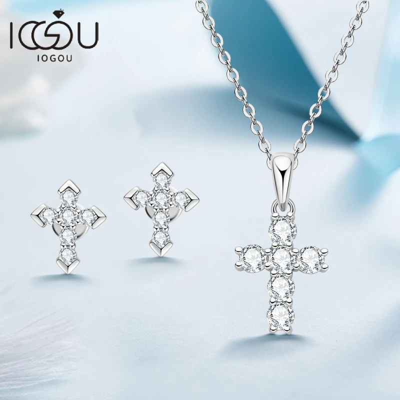 Real 925 Silver Jewelry Sets Faithful Charm Cross Pendant Moissanite Necklace Stud Earrings for Men Women Gifts 14K Gold Plated
Real 925 Silver Jewelry Sets Faithful Charm Cross Pendant Moissanite Necklace Stud Earrings for Men Women Gifts 14K Gold Plated