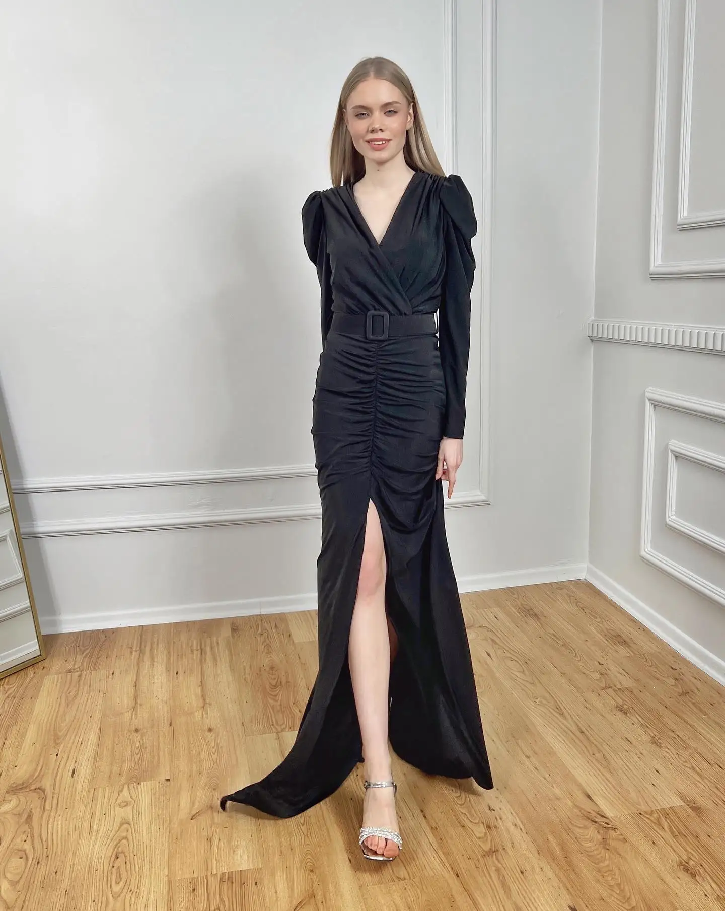 Customized Classic Mermaid V-Neck Belt Long Sleeves Evening Dresses Graceful Jersey Front Slit Vestido De Festa Vestid
Customized Classic Mermaid V-Neck Belt Long Sleeves Evening Dresses Graceful Jersey Front Slit Vestido De Festa Vestid