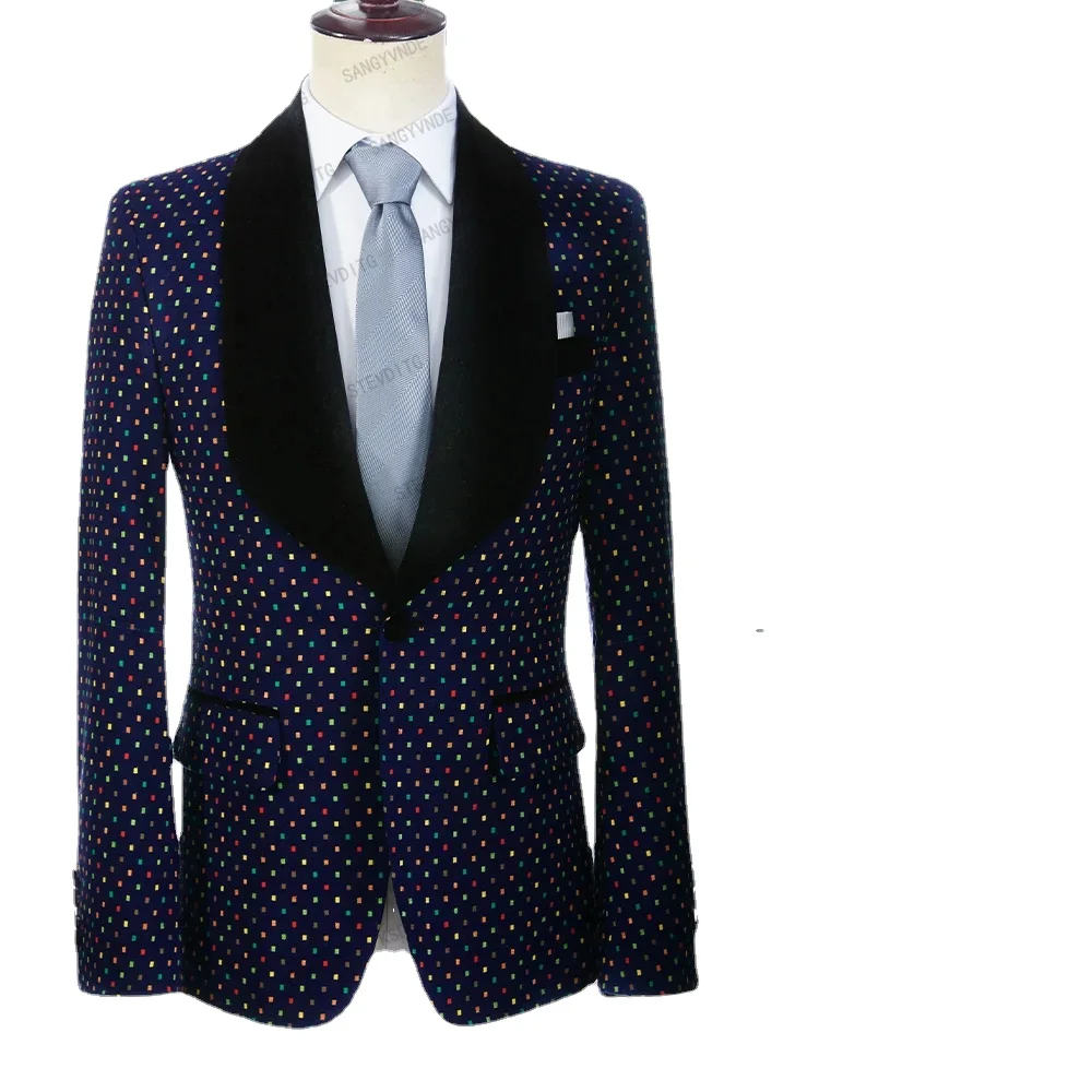 New Men's Suit Casual Slim Fit Groom Dark Blue Linen Colorful Check Black Lapel Tuxedos Wedding 2 Pcs Set Blazer Pants
New Men's Suit Casual Slim Fit Groom Dark Blue Linen Colorful Check Black Lapel Tuxedos Wedding 2 Pcs Set Blazer Pants