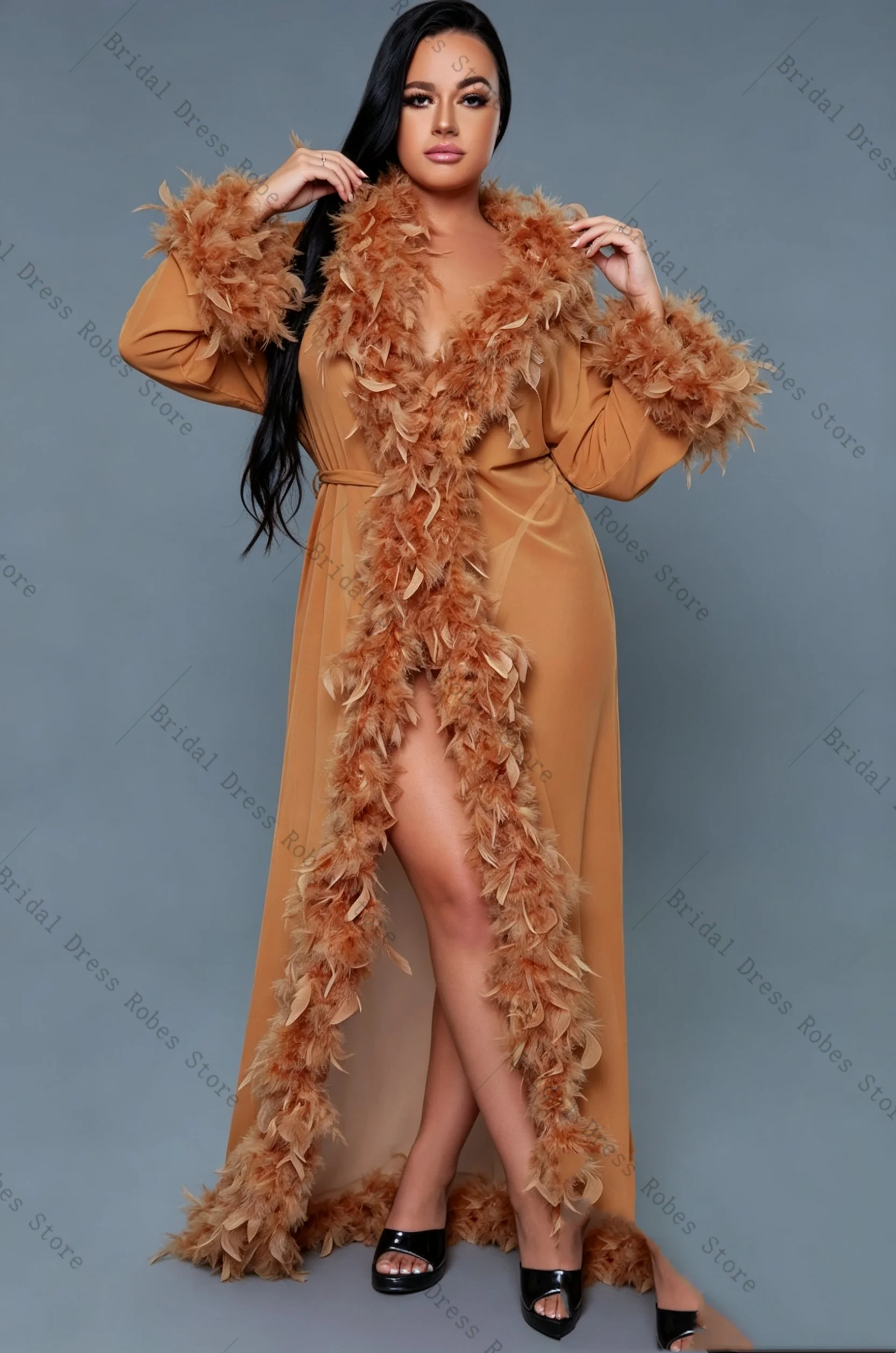 Ostrich Feathers Women Prom Dress For Photoshoot Formal Sexy V Neck Belted Long Bridal Morning Robe Customized Night Gown
Ostrich Feathers Women Prom Dress For Photoshoot Formal Sexy V Neck Belted Long Bridal Morning Robe Customized Night Gown