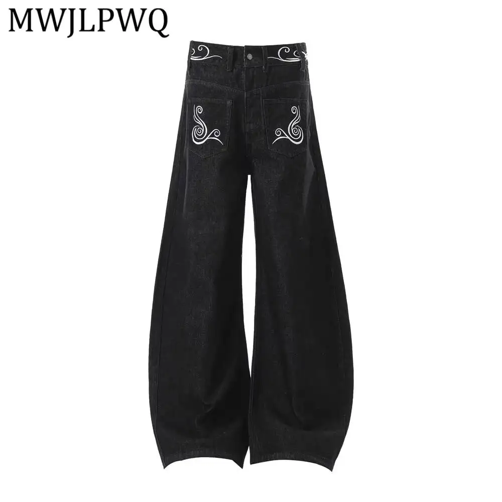 MWJLPWQ Black Loose Balloon Denim Jean Swirl Embroidery Waist Back Pocket High Waist Men Retro Street Casual Bottom Fit 16923
MWJLPWQ Black Loose Balloon Denim Jean Swirl Embroidery Waist Back Pocket High Waist Men Retro Street Casual Bottom Fit 16923