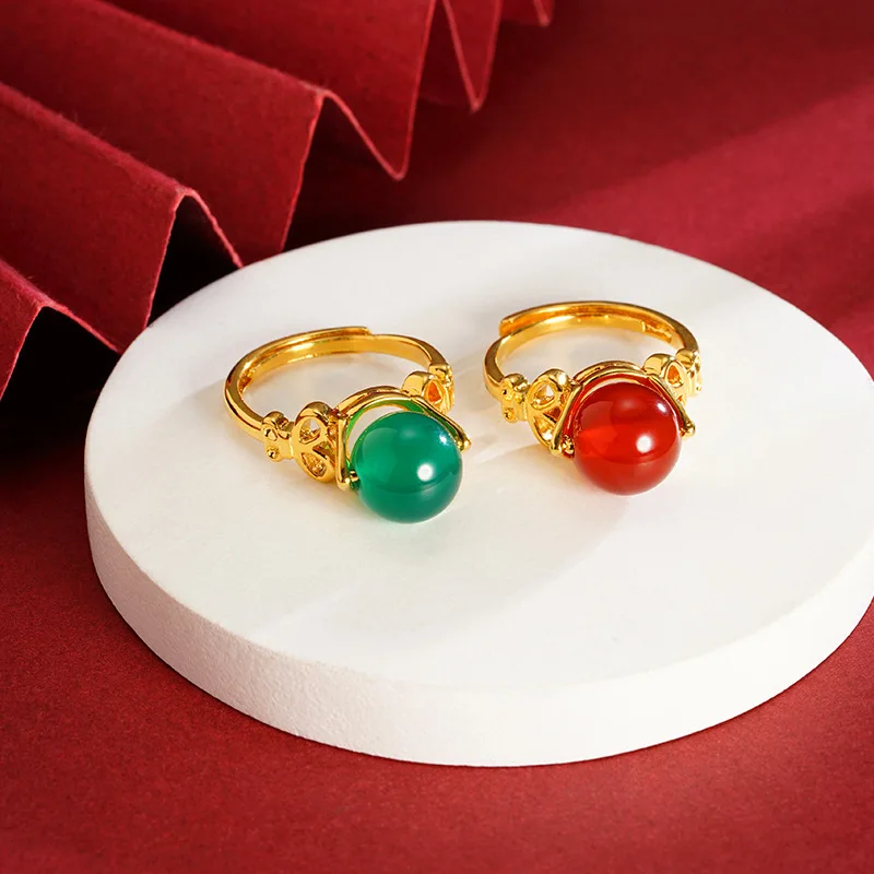 Luxury 24K 9999 Pure Gold real gold Women's Agate Bead Ring Chalcedony Open Ring
Luxury 24K 9999 Pure Gold real gold Women's Agate Bead Ring Chalcedony Open Ring