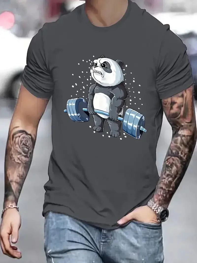 Funny Bear With Barbell Print Vintage Style T-Shirt Loose Casual Top For Summer Men's Crew Neck Regular Fit Short Sleeve Tee
Funny Bear With Barbell Print Vintage Style T-Shirt Loose Casual Top For Summer Men's Crew Neck Regular Fit Short Sleeve Tee