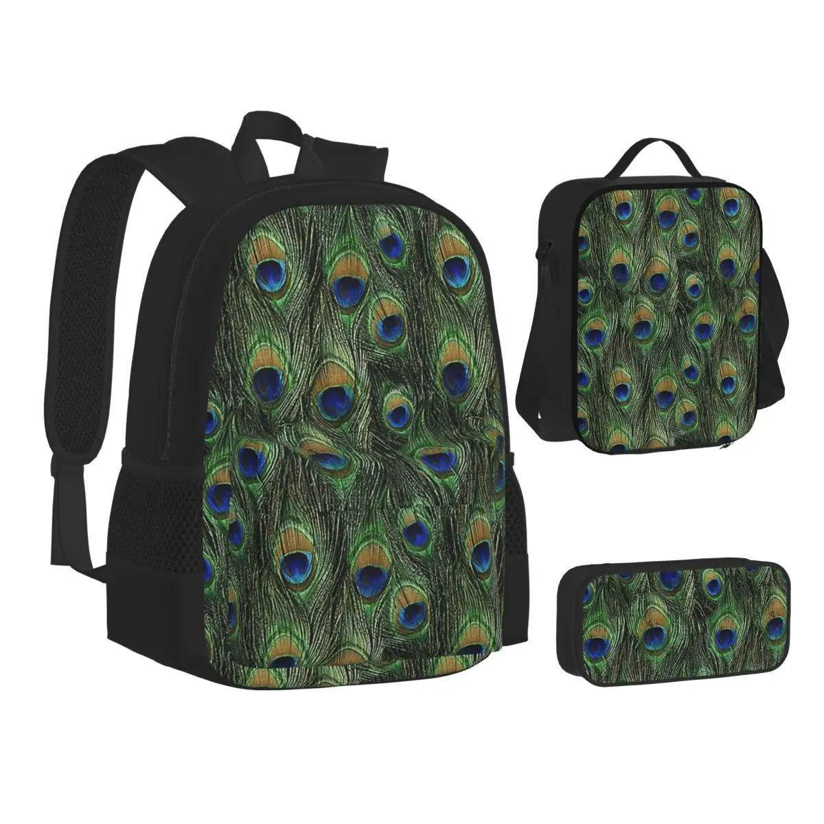 Peacock Feathers Backpacks Boys Girls Bookbag Students School Bags Kids Rucksack Lunch Bag Pen Bag Three-Piece Set
Peacock Feathers Backpacks Boys Girls Bookbag Students School Bags Kids Rucksack Lunch Bag Pen Bag Three-Piece Set