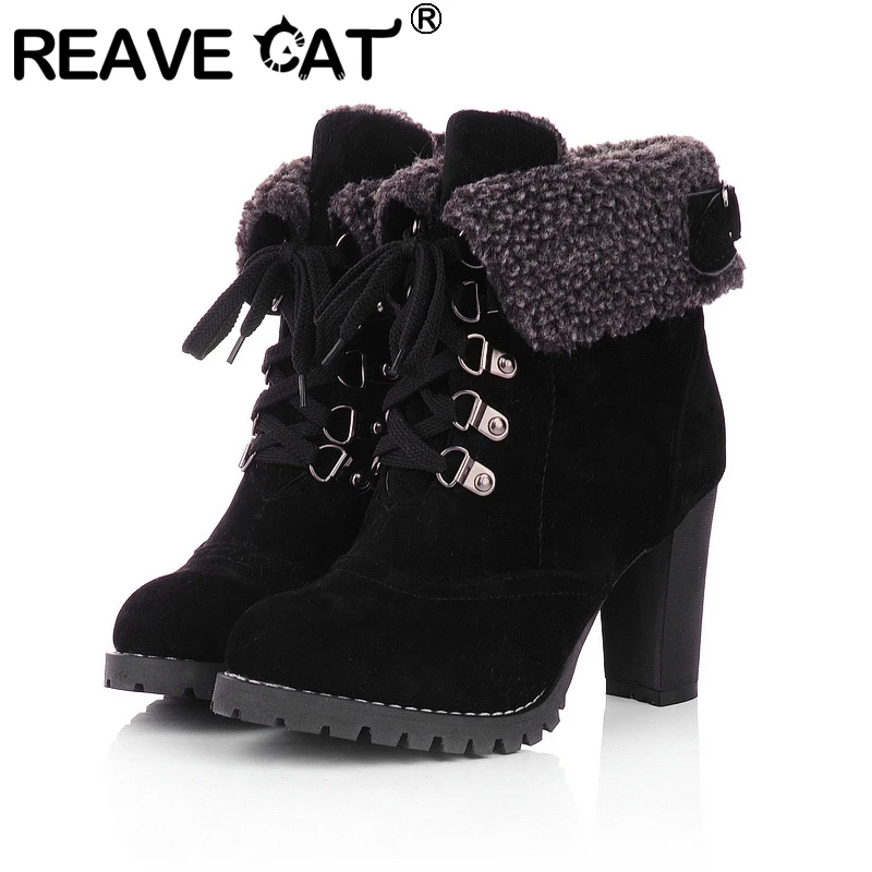 REAVE CAT 2025 Fashion Women Ankle Boots Round Toe Chunky High Heels Flock Suede Lace Up Plus Size 41 42 43 Dating Female Bota
REAVE CAT 2025 Fashion Women Ankle Boots Round Toe Chunky High Heels Flock Suede Lace Up Plus Size 41 42 43 Dating Female Bota