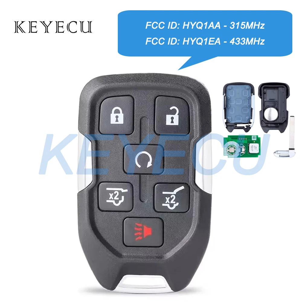 Keyecu HYQ1AA 315MHz HYQ1EA 433MHz Smart Remote Key Fob 6 Buttons for Chevrolet Suburban Tahoe 2015-2020 for GMC Yukon 2015-2020
Keyecu HYQ1AA 315MHz HYQ1EA 433MHz Smart Remote Key Fob 6 Buttons for Chevrolet Suburban Tahoe 2015-2020 for GMC Yukon 2015-2020
