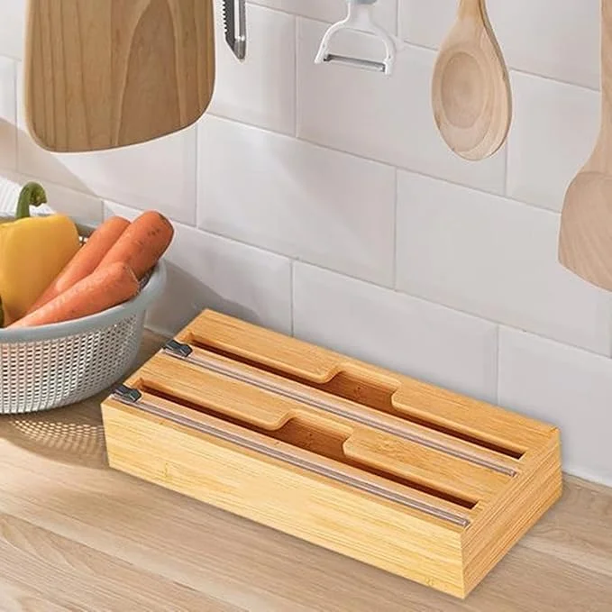 Bamboo 2 in 1 Plastic Wrap Aluminum Foil Dispenser 12 Inch Drawer Storage Organizer with Cutter
Bamboo 2 in 1 Plastic Wrap Aluminum Foil Dispenser 12 Inch Drawer Storage Organizer with Cutter