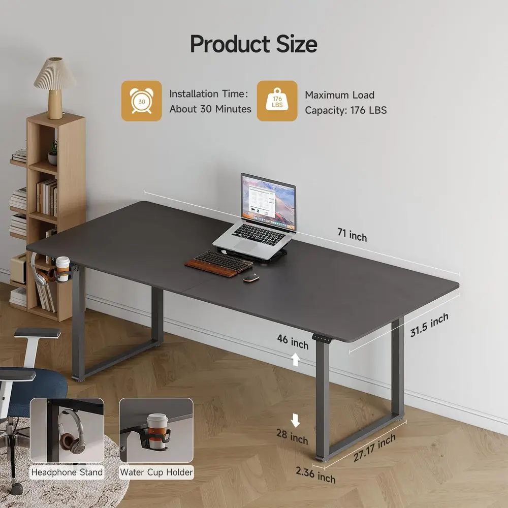 Standing Desk, 71x32 Inches Rectangle Stand Up Desk with 4 Legs, Dual Motor and Memory Controller, Adjustable Height from 2846
Standing Desk, 71x32 Inches Rectangle Stand Up Desk with 4 Legs, Dual Motor and Memory Controller, Adjustable Height from 2846