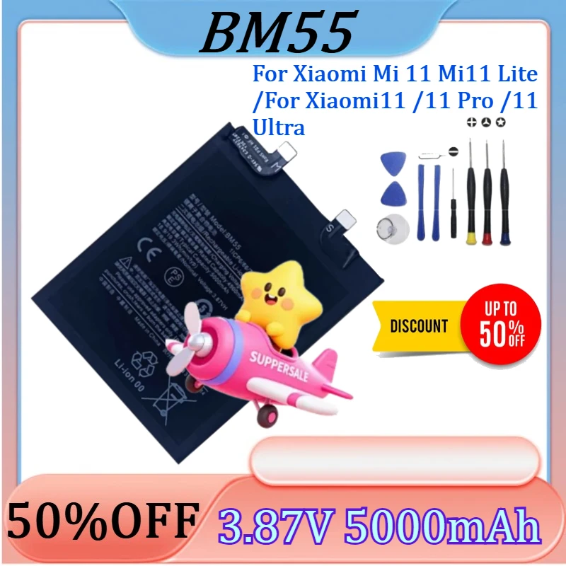 New BP42 BM4X BM55 Battery for Xiaomi Mi 11 Mi11 Lite /For Xiaomi11 /11 Pro /11 Ultra Phone Batteries+Tools
New BP42 BM4X BM55 Battery for Xiaomi Mi 11 Mi11 Lite /For Xiaomi11 /11 Pro /11 Ultra Phone Batteries+Tools