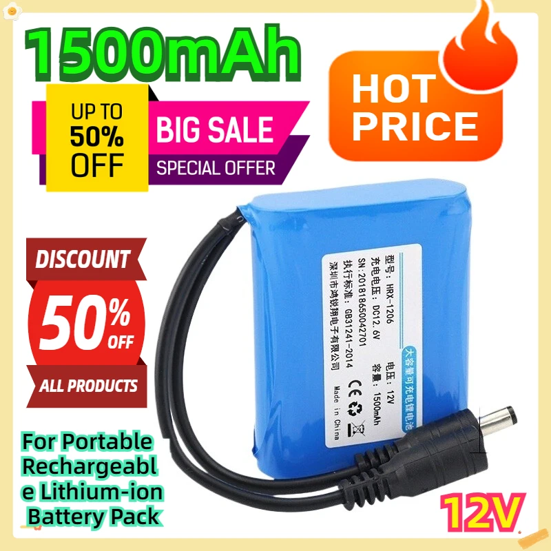 For 1500mAh 12V Portable Rechargeable Lithium-ion Battery Pack
For 1500mAh 12V Portable Rechargeable Lithium-ion Battery Pack