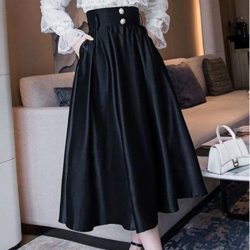 Black Skirt Women Maxi Skirts Spring Autumn Vintage Silk Skirts A-line Pleated Skirt Long Dress High-waisted Y2k Clothes
Black Skirt Women Maxi Skirts Spring Autumn Vintage Silk Skirts A-line Pleated Skirt Long Dress High-waisted Y2k Clothes