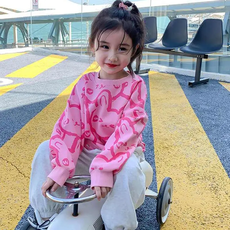 Girls' Sweater Spring and Autumn Pink Children's Clothes 2023 New Baby Spring Clothing Top Fashionable Long-Sleeved Clothes
Girls' Sweater Spring and Autumn Pink Children's Clothes 2023 New Baby Spring Clothing Top Fashionable Long-Sleeved Clothes