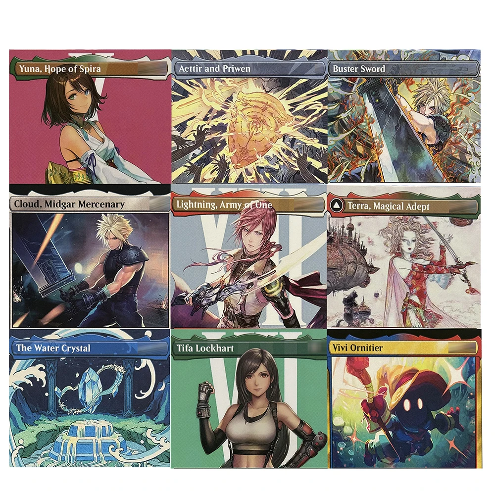 DIY Holo Cards Final Fan Buster Sword Cloud Kefka Terra Vivi Yuna Water Crystal Tifa Lockhart Traveling Chocobo Sumon gather
DIY Holo Cards Final Fan Buster Sword Cloud Kefka Terra Vivi Yuna Water Crystal Tifa Lockhart Traveling Chocobo Sumon gather